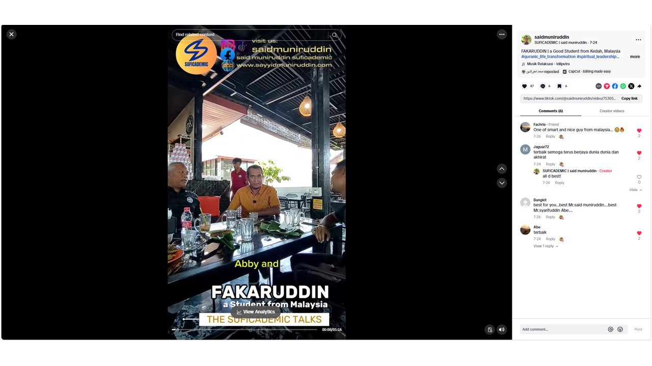 Fakaruddin, Mahasiswa dari Malaysia – SAID MUNIRUDDIN